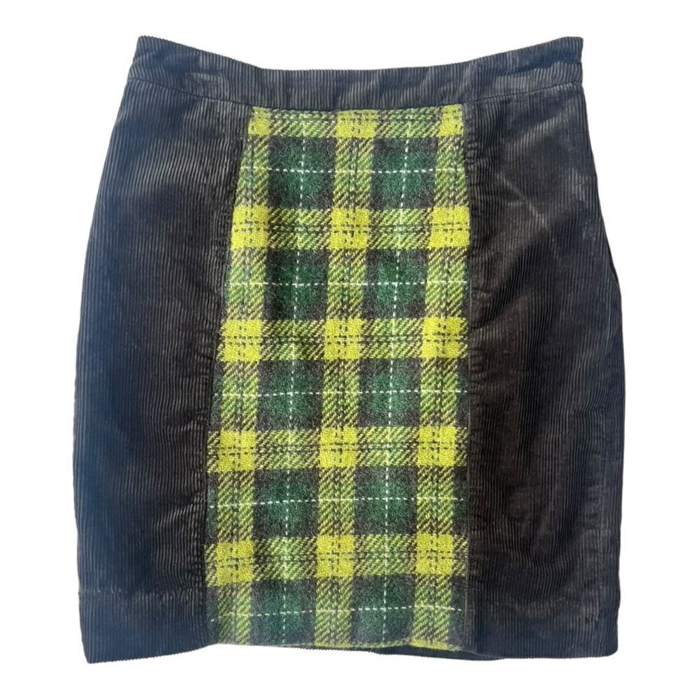 MAEVE Anthropologie Corduroy Plaid Wool Blend Pencil Skirt Brown sz 8